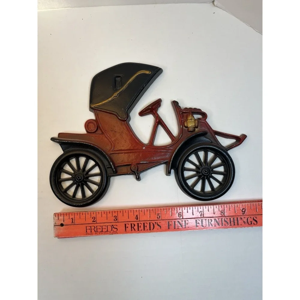 Vintage Midwest Cast Metal Antique Cars Wall Hanging Plaques Complete Set of 3
